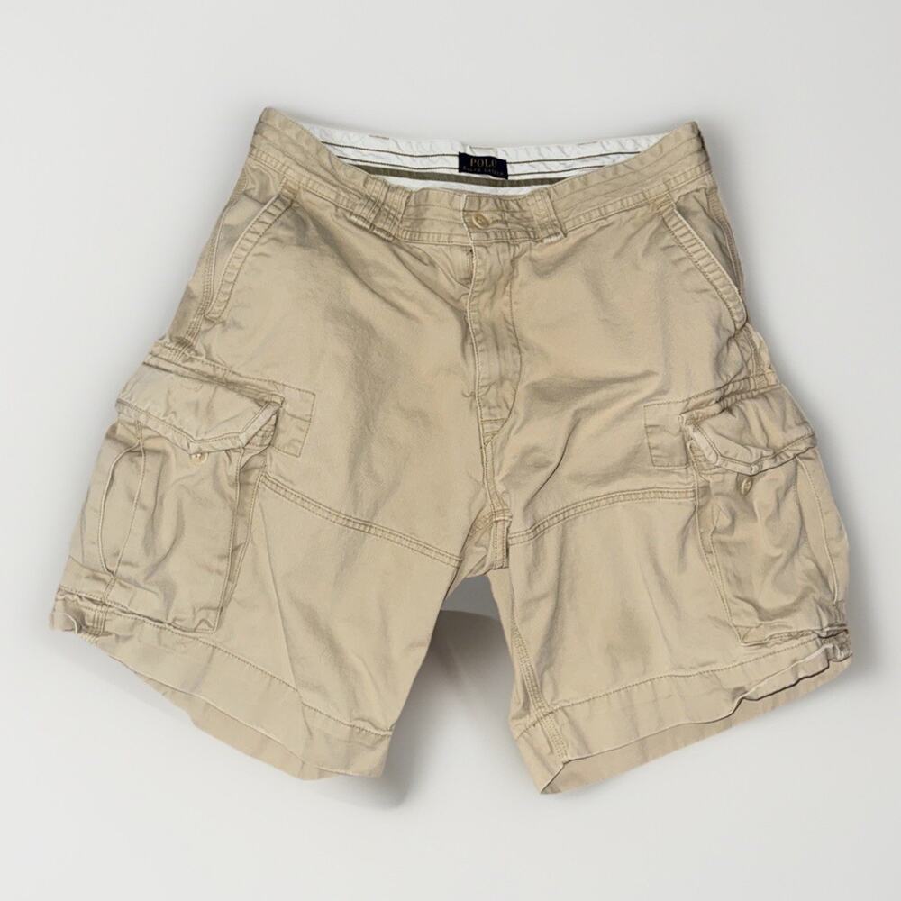 Polo Ralph Lauren Cargo Shorts Tan 36 Preppy Y2k Grunge